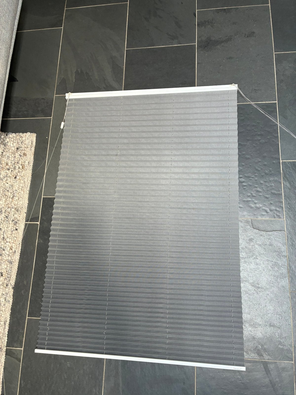 Plissé gordijn anthraciet, Ophalen, Gebruikt, 94 cm, Koordbediening