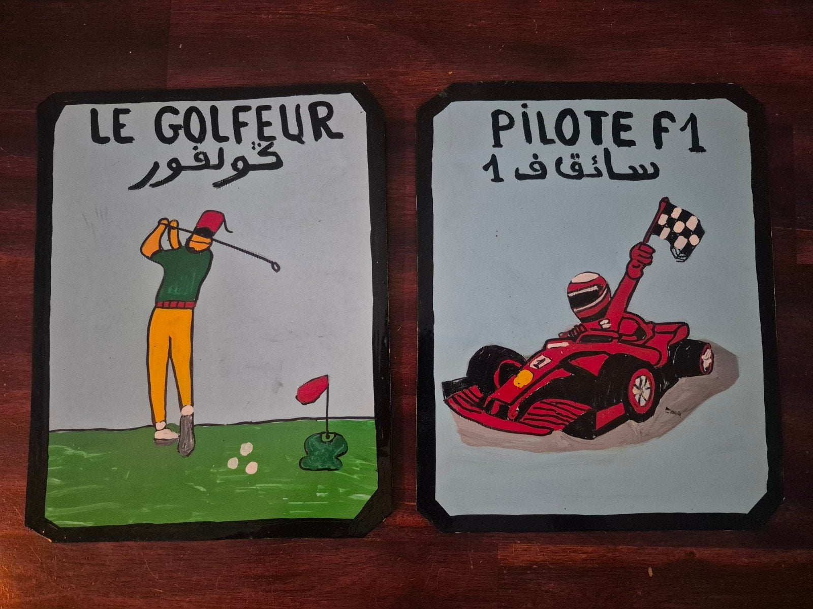 Handgeschilderde sport schilderijtjes, Ophalen of Verzenden