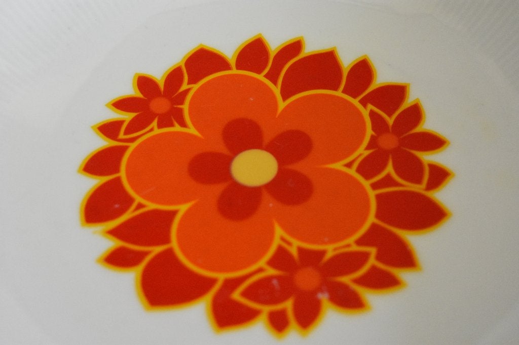 Retro vintage oranje bloemen servies van Winterling Bavaria, Gebruikt, Ophalen of Verzenden, Schaal of Schalen, Overige stijlen