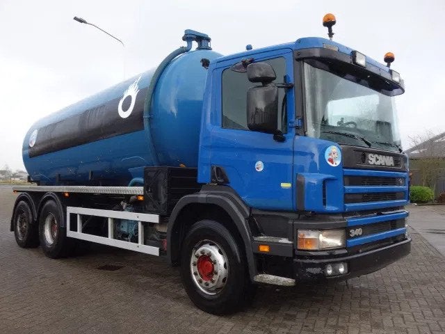Scania P114-340 18000LITER VACUUM TOILET TRUCK,MANUAL POMP, Auto's, Vrachtwagens, Scania, Blauw, 340 pk, Bedrijf