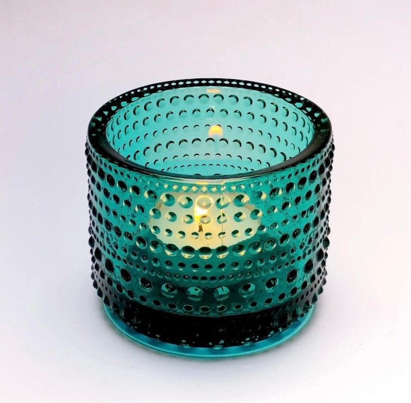 Iittala Kastehelmi sfeerlicht / waxinelichthouder, Blauw, Overige merken, Waxinelichthouder, Ophalen of Verzenden