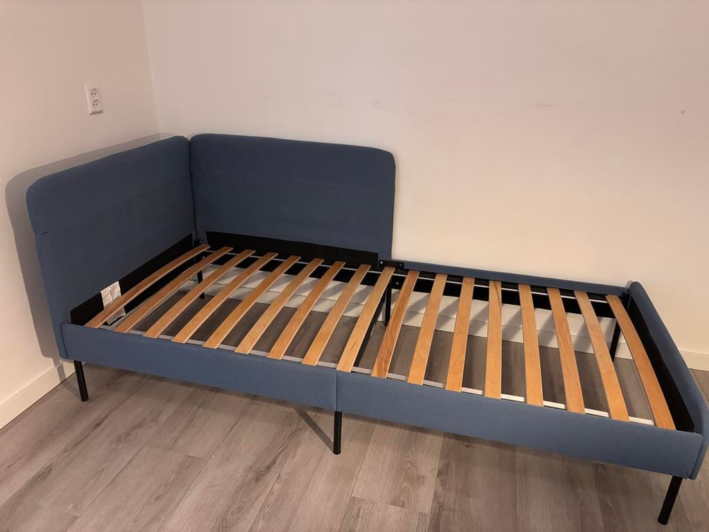 Ikea Blakullen bed 90x200 middenblauw incl. lattenbodem, Ophalen, 90 cm, Eenpersoons, Blauw