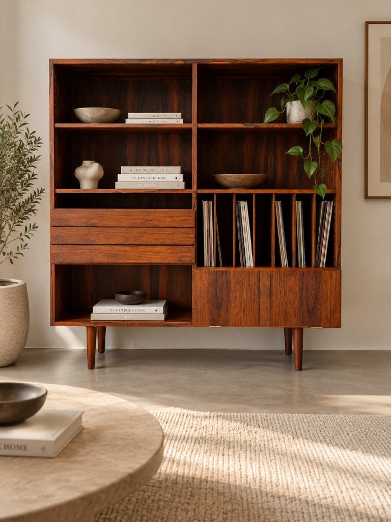 Deens highboard palissander| Mid-Century Modern | 1960s, Huis en Inrichting, Vintage design, Met deur(en), Zo goed als nieuw, Minder dan 25 cm