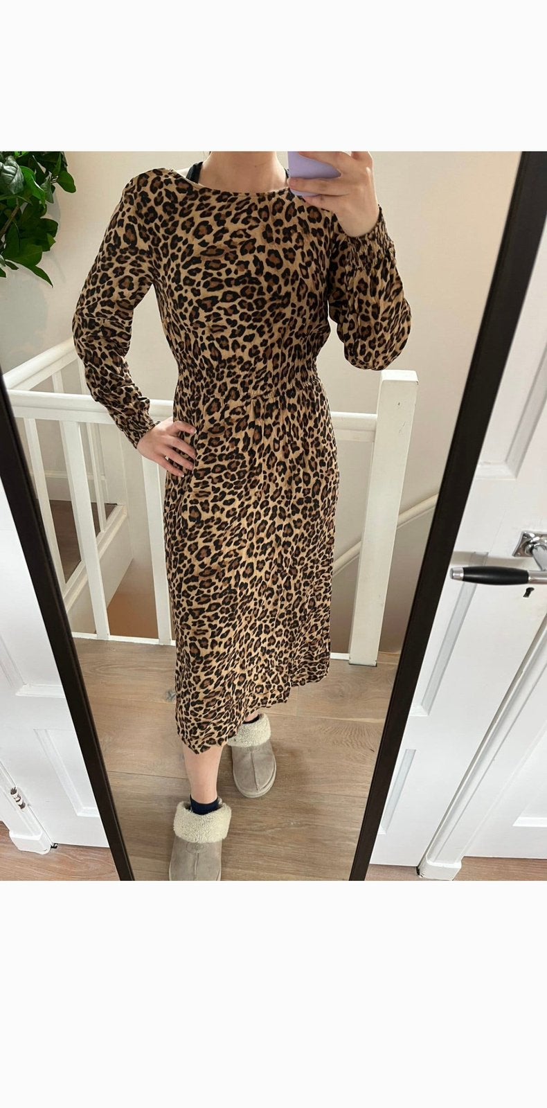Jurk met print H&M maat S / 36, Bruin, Ophalen of Verzenden, Zo goed als nieuw, Maat 36 (S)