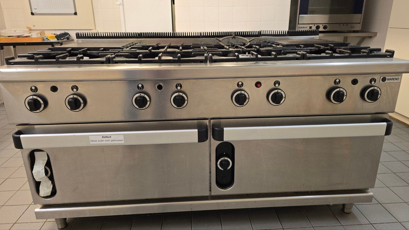 Prof. Mareno gasfornuis met oven, 6 pits, Ophalen, Gebruikt, Warmhoudplaat, 60 cm of meer