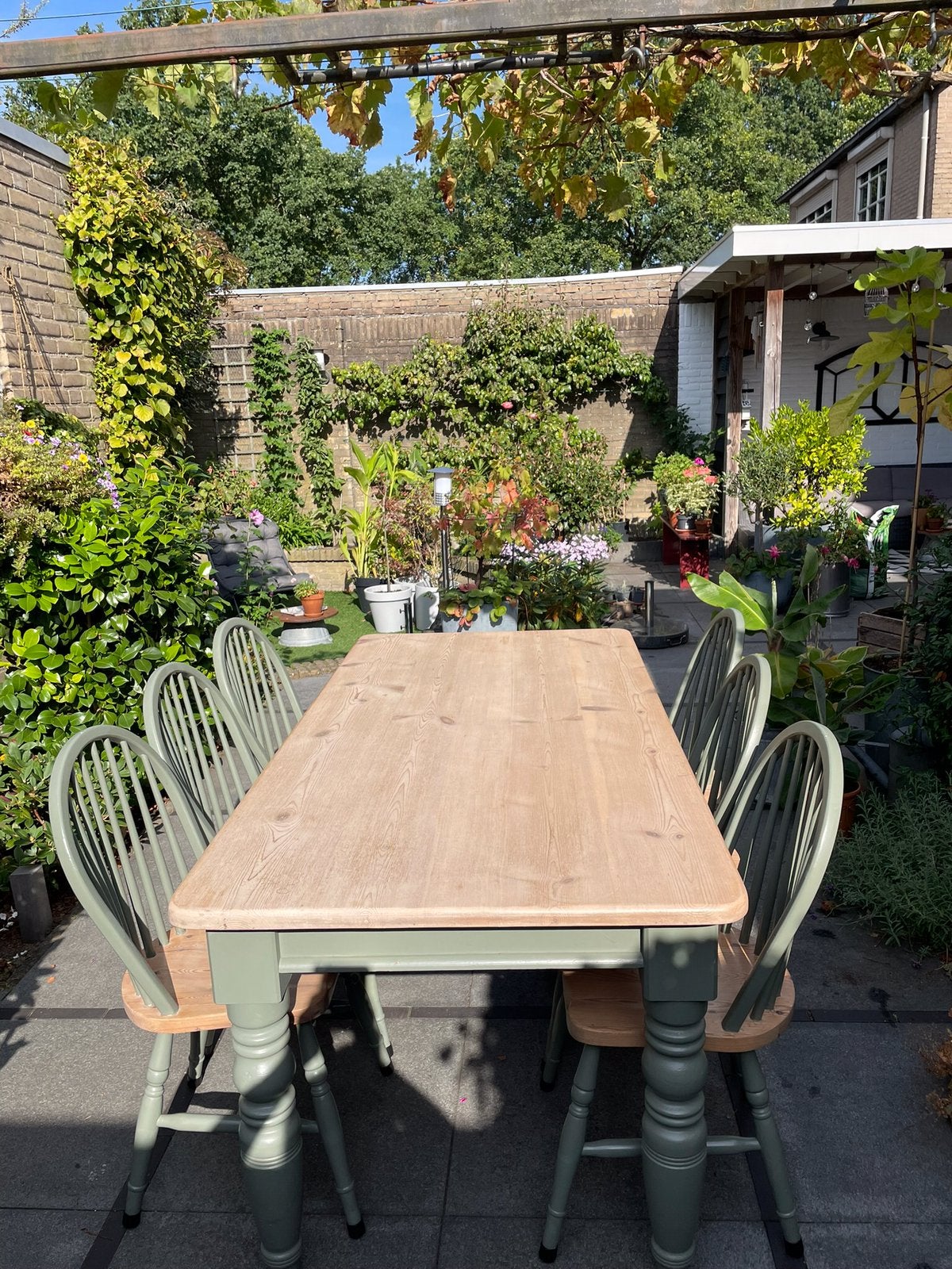 Eettafel grenen met 6 stoelen (blad 90x180), Ophalen, 50 tot 100 cm, Vijf personen of meer, 150 tot 200 cm