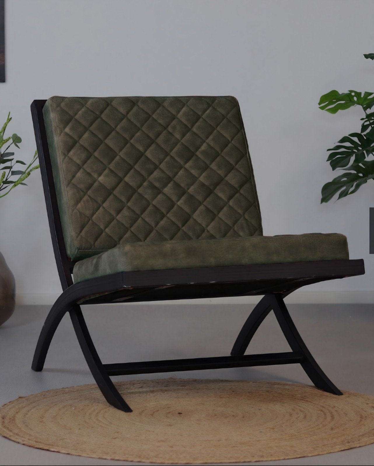 Design fauteuil velvet groen, Ophalen, 75 tot 100 cm, Zo goed als nieuw, Stof