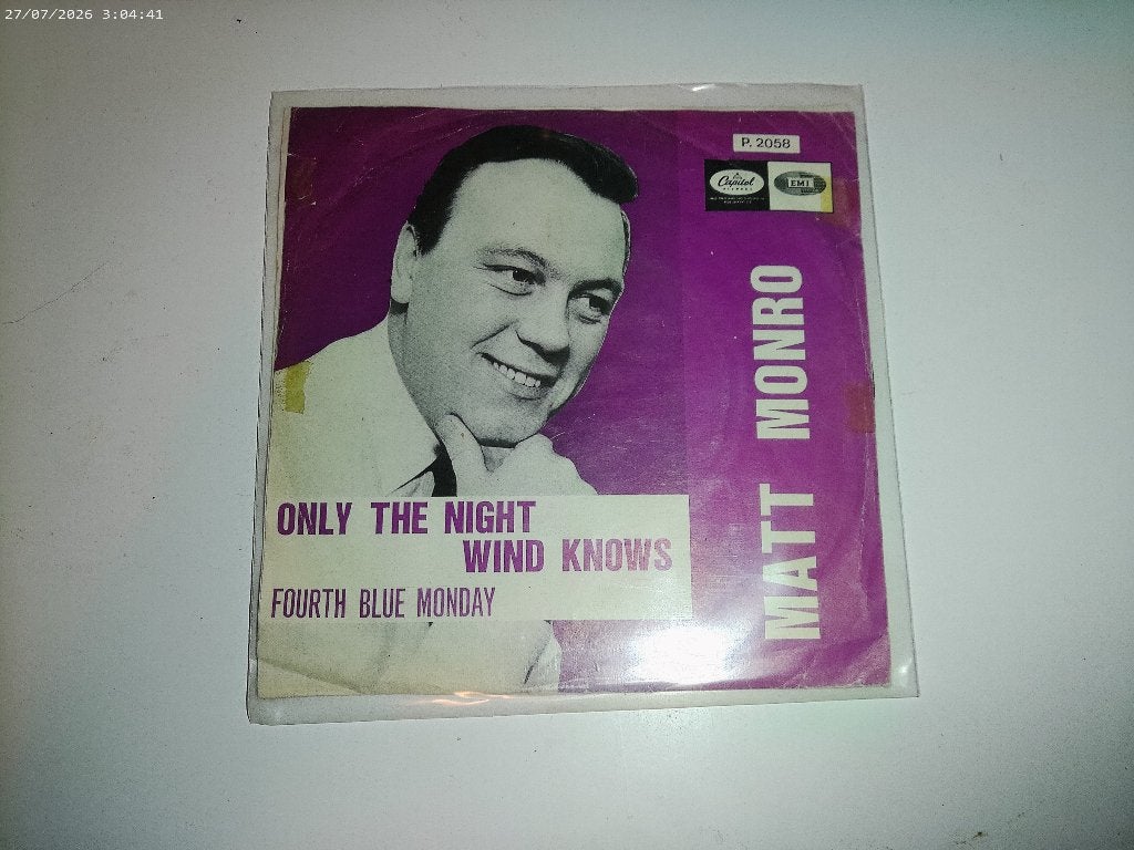 Matt Monro - Only the night wind knows, Cd's en Dvd's, Gebruikt, Fotohoes, 7 inch, Ophalen of Verzenden