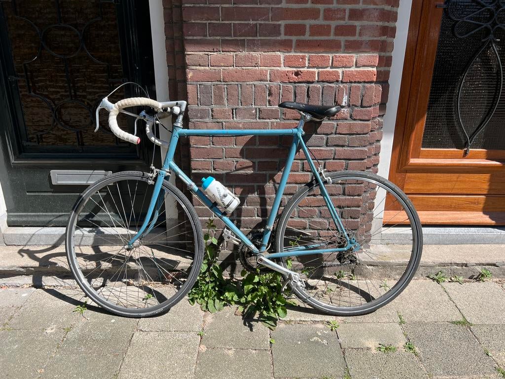 Vintage racefiets blauw 1980 groot frame 60 cm, 28 inch, Gebruikt, 10 tot 15 versnellingen, Velgrem