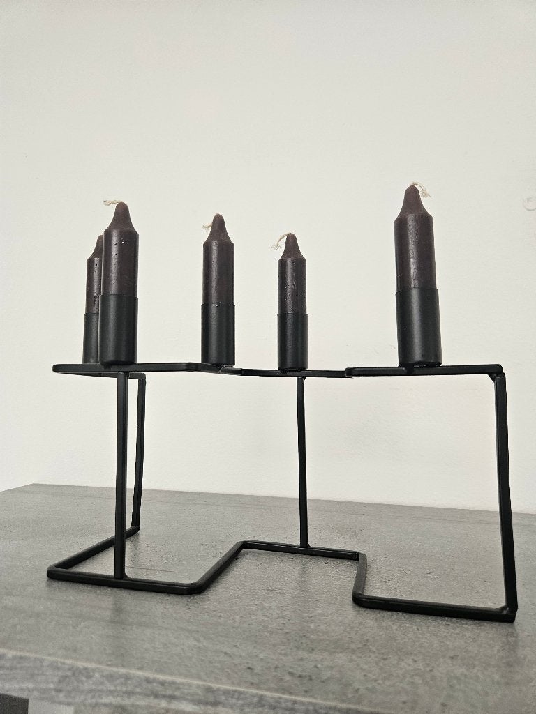 SENZA Metalen Zig Zag Kandelaar (5 cups) Zwart, Huis en Inrichting, Woonaccessoires | Kandelaars en Kaarsen, Ophalen, Nieuw, Zwart