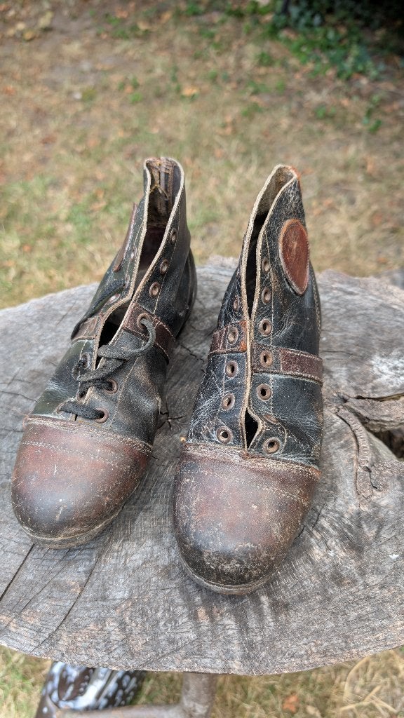 Vintage Leren Voetbalschoenen - Antiek Decoratie Item, Gebruikt, Schoenen, Maat M, Ophalen of Verzenden