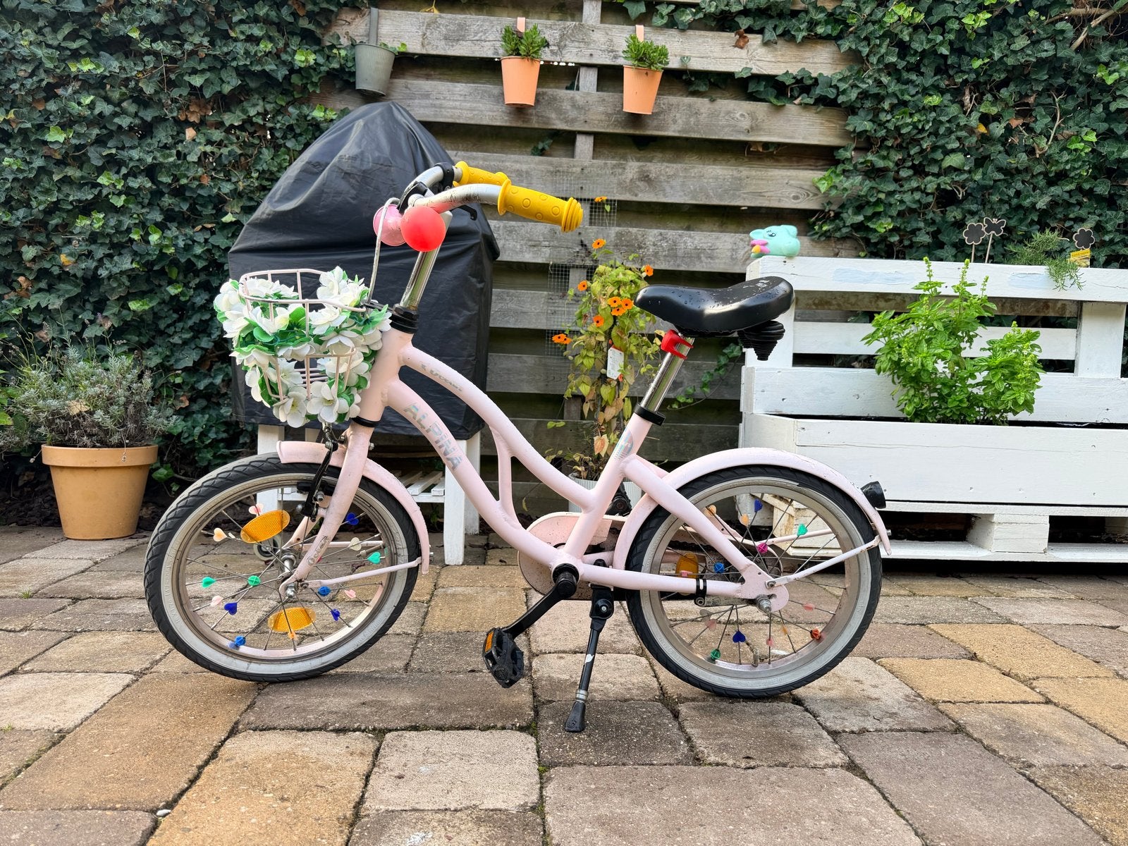 Alpina Ocean kinderfiets 16 inch - Roze, Ophalen, Gebruikt, Terugtraprem, 16 tot 20 inch