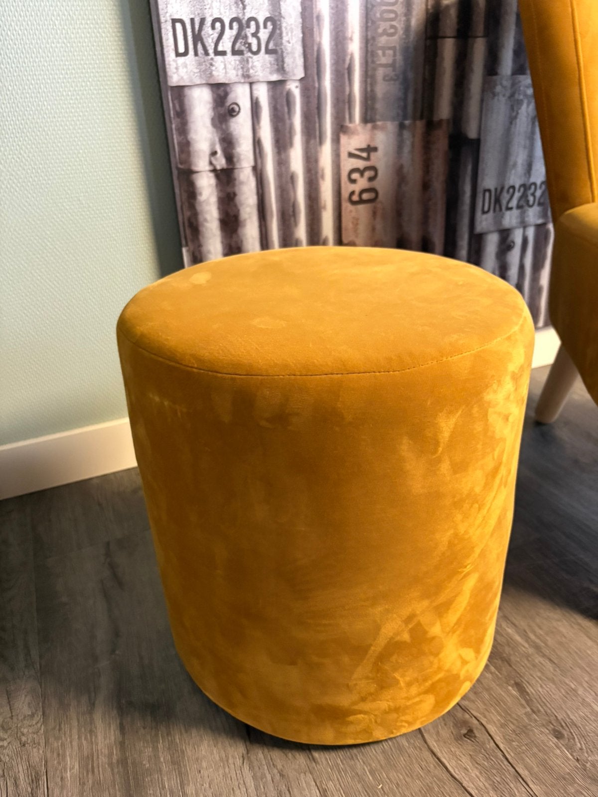Poef okergeel, Ophalen, Minder dan 50 cm, Rond, Minder dan 50 cm