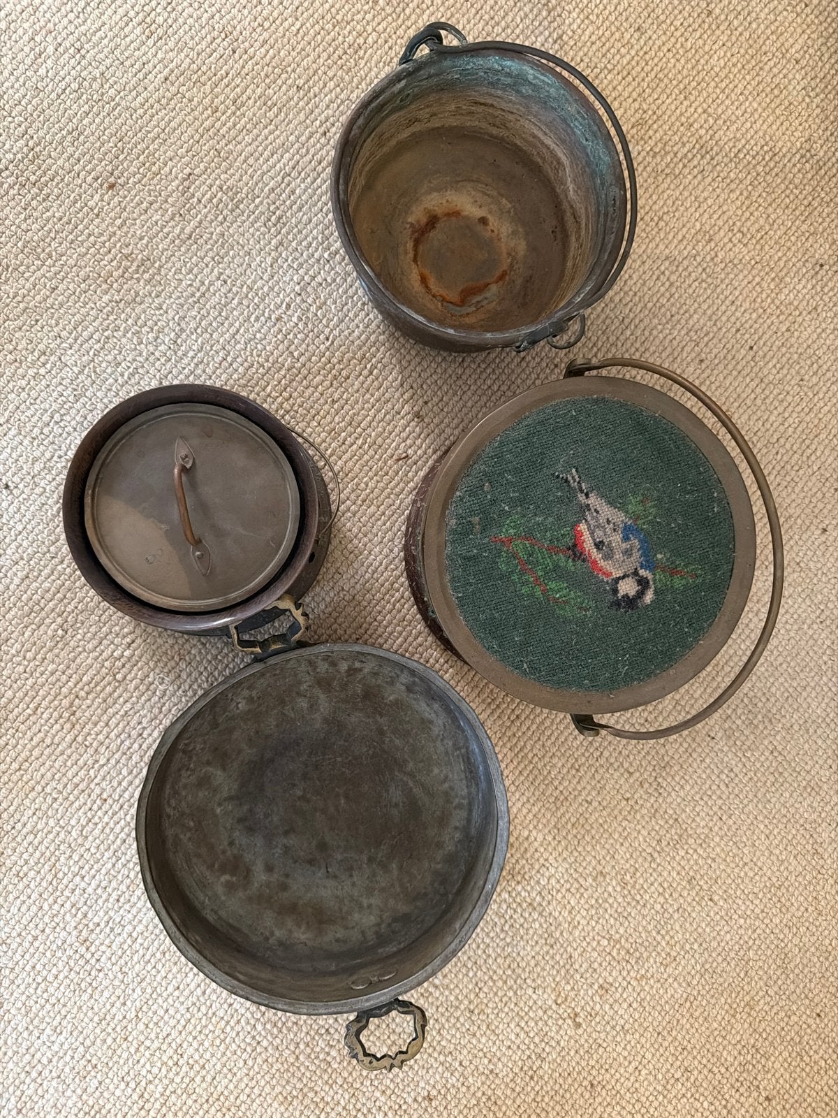 Antieke Koperen en Bronzen Potten en Pannen Set, Antiek en Kunst, Ophalen, Koper