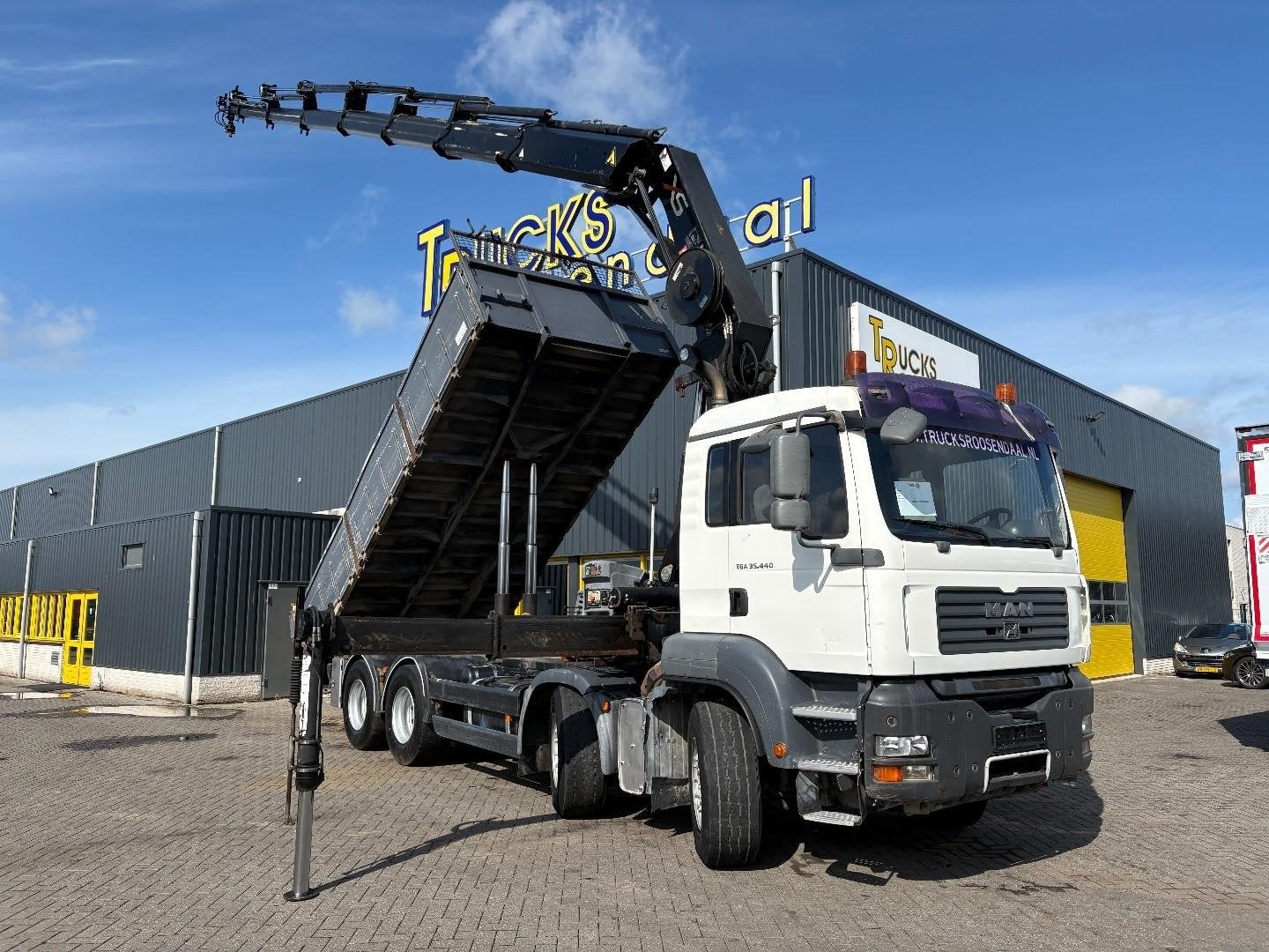 MAN TGA 35.440 + HIAB 322 E-7 HIPRO + TIPPER + 8X4 + REMOTE, Auto's, Achterwielaandrijving, MAN, Wit, Bedrijf