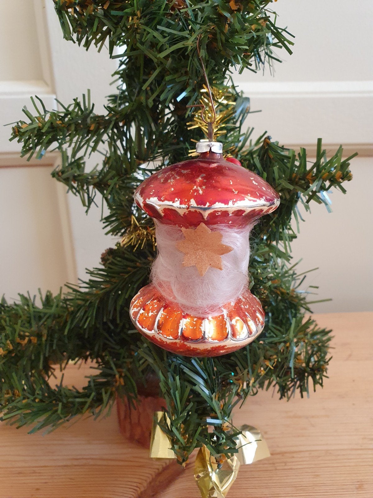Oude antieke kerstbal appelkroos kerst versiering, Verzenden, Gebruikt