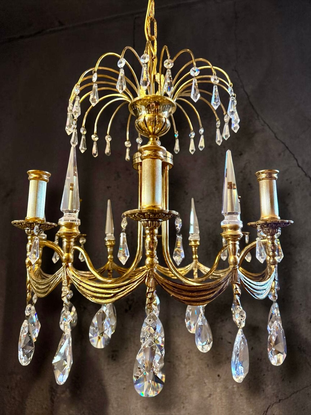 Prachtige Art Deco kristallen lamp, Ophalen of Verzenden, Zo goed als nieuw, Glas, Design art deco regency art nouveau mid century