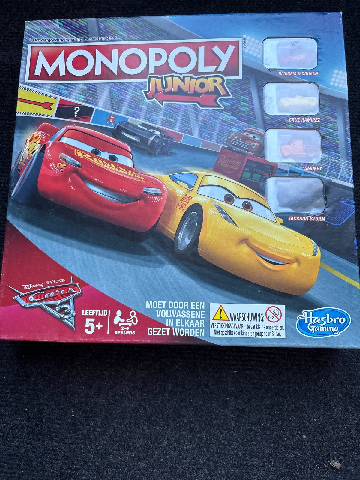 Monopoly Junior Cars 3 - Race en verzamel het meeste geld!, Drie of vier spelers, Ophalen of Verzenden, Gebruikt