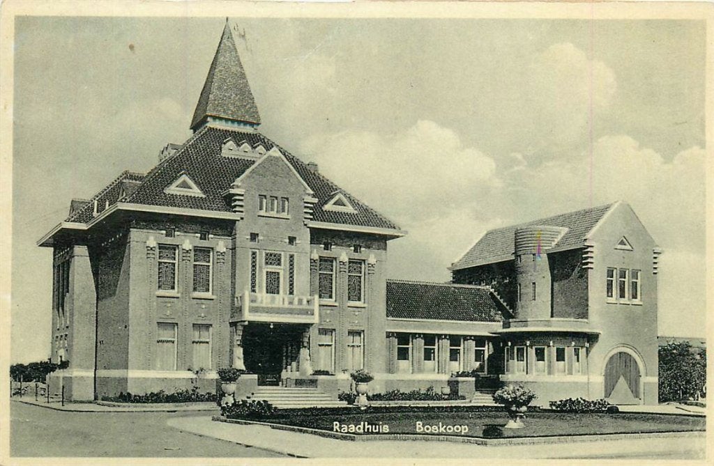 701-376-007 Boskoop Raadhuis, Verzamelen, Ophalen of Verzenden, Voor 1920, Zuid-Holland