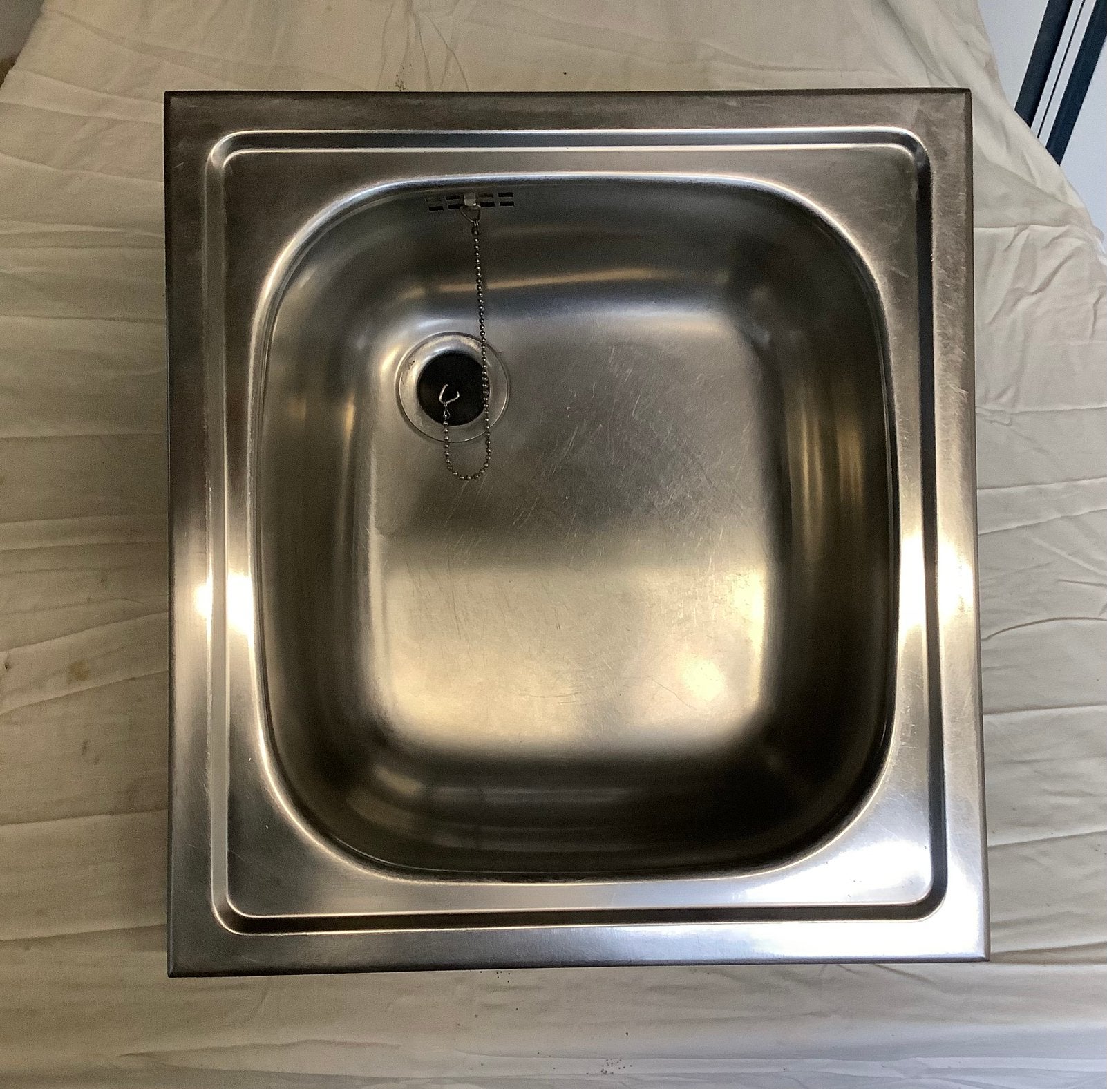 Rvs spoelbak met afvoer en stop, Ophalen, Minder dan 50 cm, Gebruikt, Minder dan 25 cm