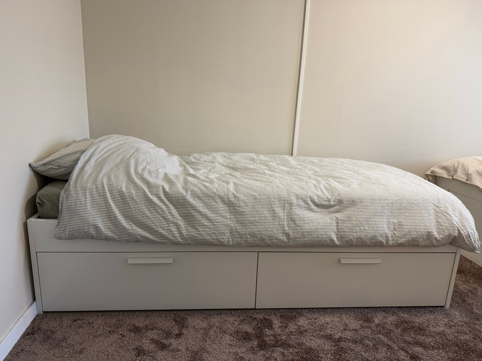 IKEA Brimnes bed 90x200 met lades en lattenbodem, Ophalen, Gebruikt, 90 cm, Eenpersoons