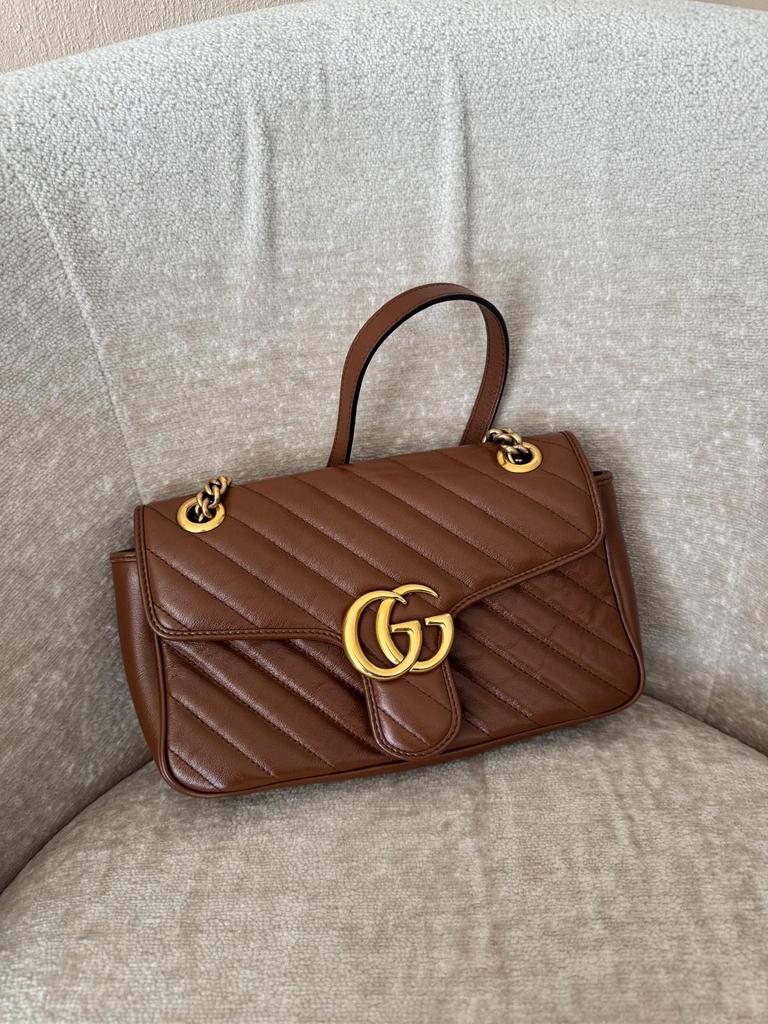 Gucci GG Marmont Medium Shoulder Bag - Bruin, Ophalen, Zo goed als nieuw, Bruin, Schoudertasje