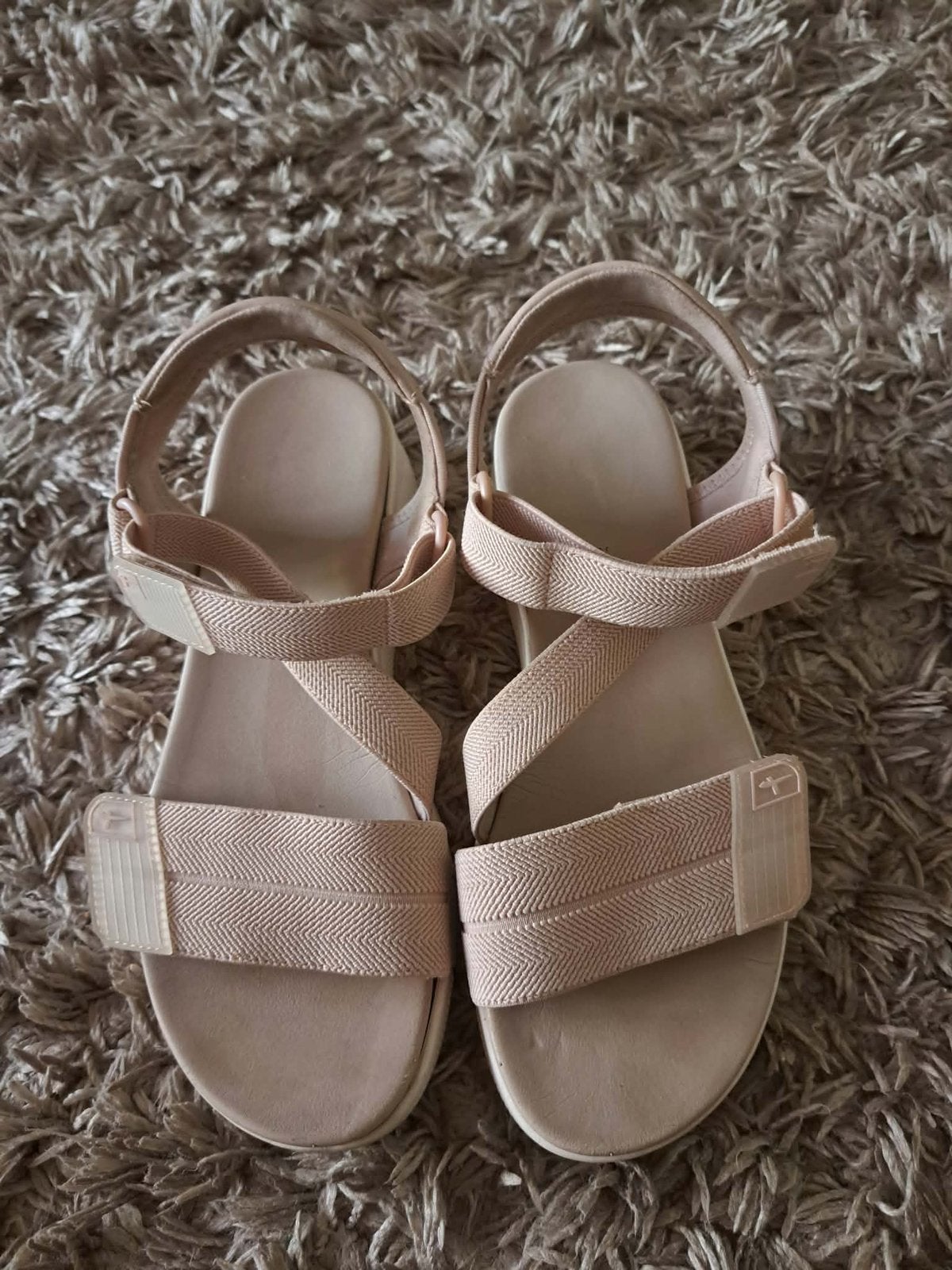 Rieker sandalen beige / zacht roze klittenband mt 38 zgan, Beige, Zo goed als nieuw, Rieker, Sandalen of Muiltjes