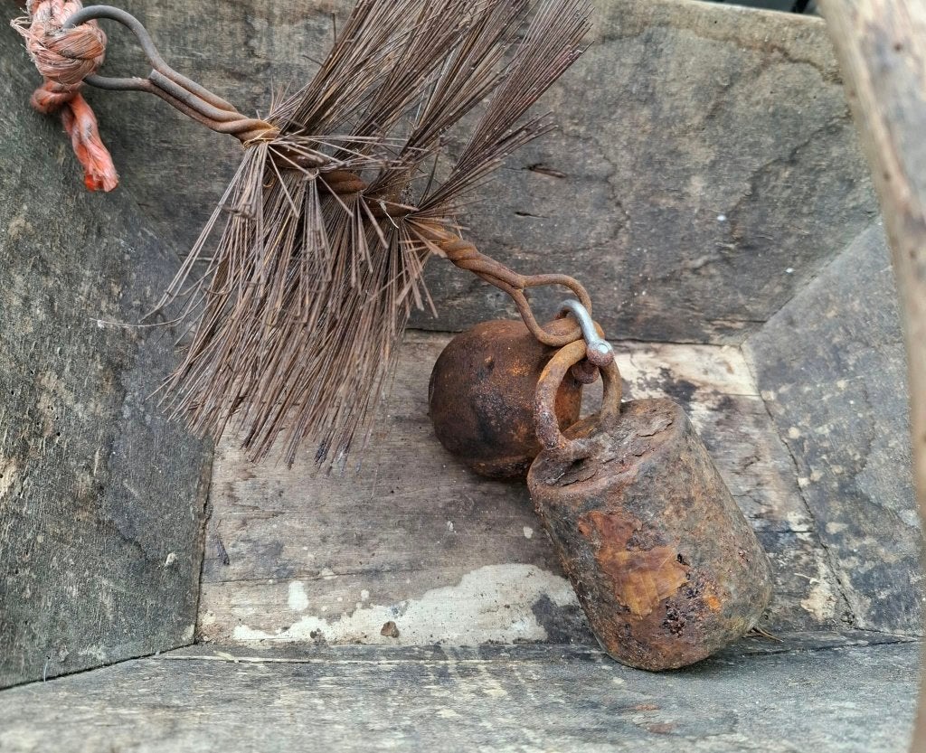 Brocante schoorsteenveegset, Ophalen of Verzenden