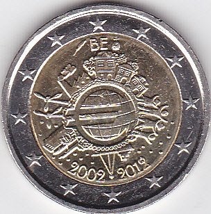 2 euro 2012 België - 10 jaar euromunt / TYE, Ophalen of Verzenden, België, 2 euro, Losse munt
