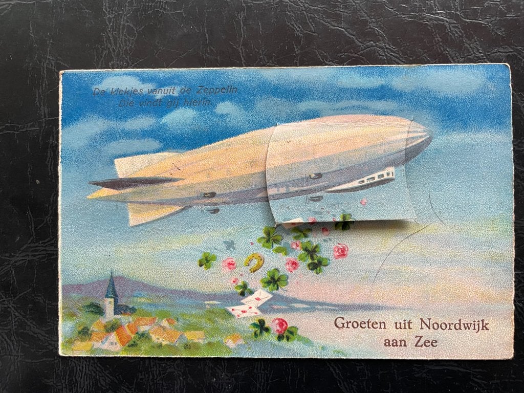 ansichtkaart / leporello van Noordwijk aan Zee met Zeppelin., Verzenden, 1920 tot 1940, Zuid-Holland