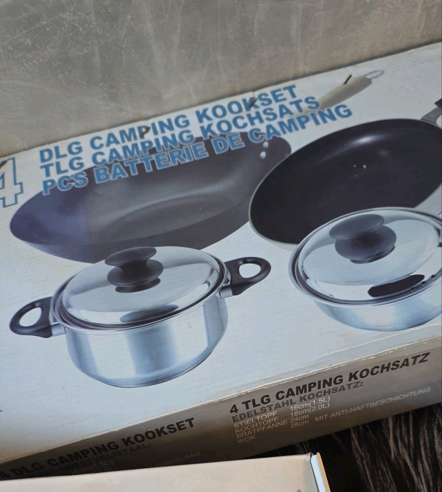 4-delige DLG Camping Kookset - Edelstaal, Nieuw, Pannenset, Ophalen of Verzenden, Rvs