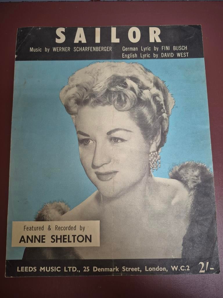 Bladmuziek 'Sailor' - Anne Shelton (Vintage), Ophalen of Verzenden