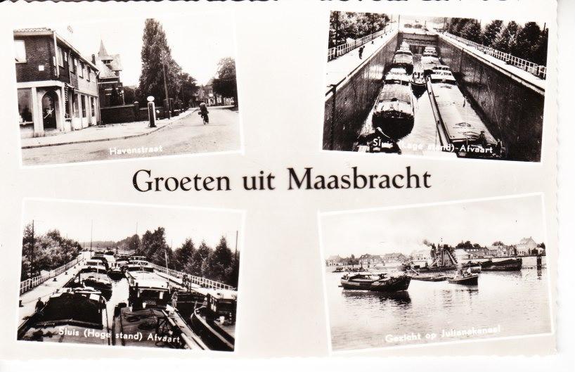 MAASBRACHT,- o.a. Havenstraat- Sluis en Juliana Kanaal.30-04, Ophalen of Verzenden, 1940 tot 1960, Ongelopen, Limburg