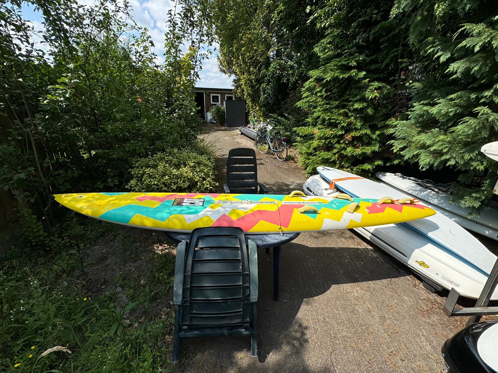 Windsurfset fanatic old school race board, Ophalen, Zo goed als nieuw, 300 cm of meer, Complete set