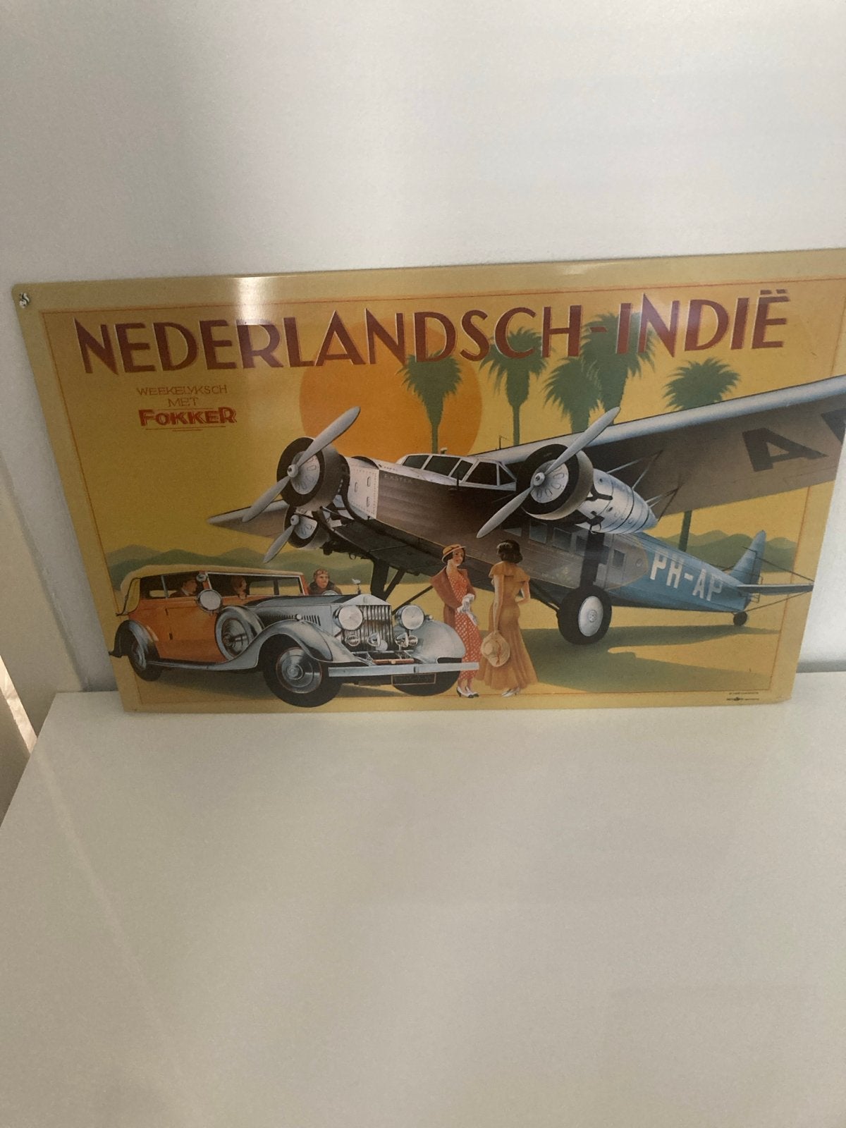 Vintage style  reclamebord Nederlandsch Indië Fokker, Ophalen of Verzenden, Gebruikt