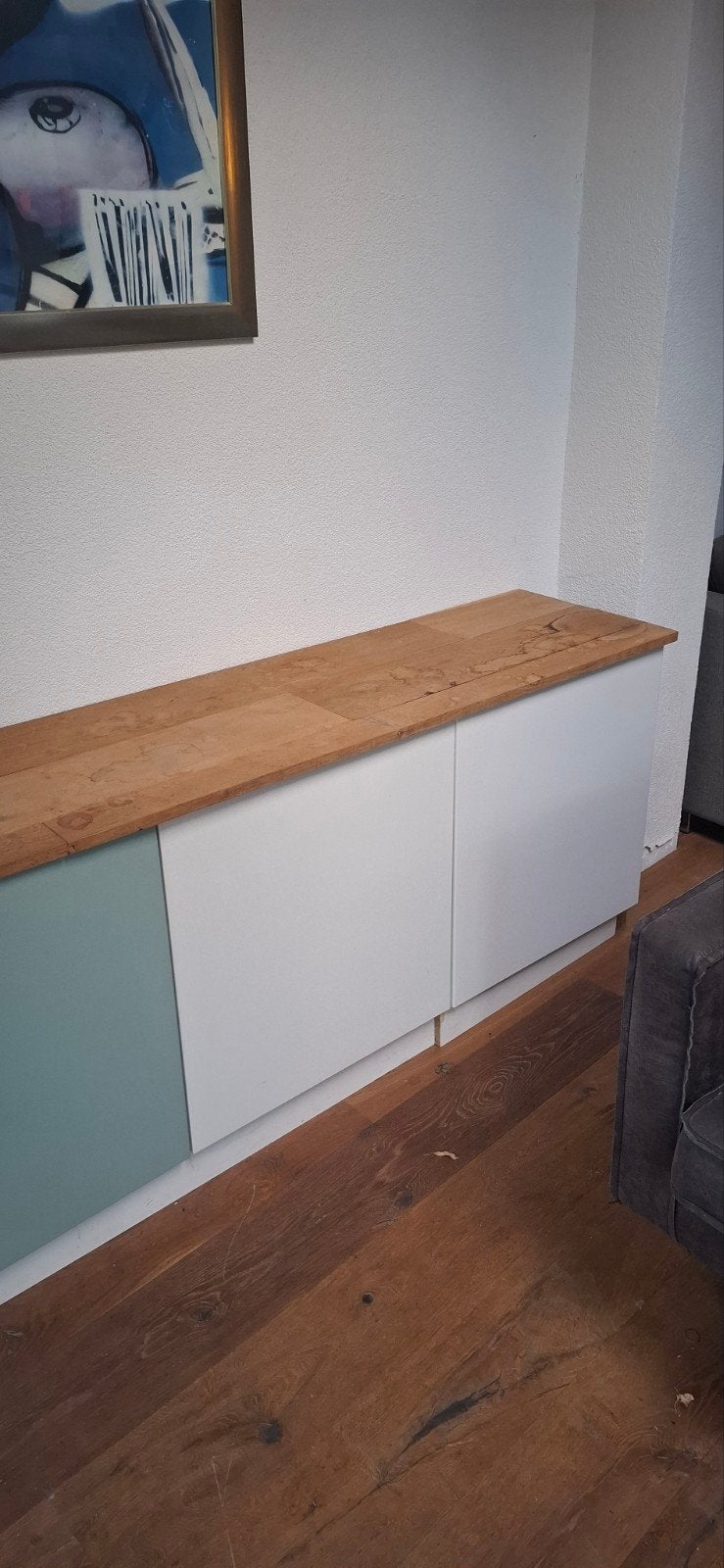 Diverse IKEA Besta kasten met eiken planken, Modern, Scandinavisch, Eikenhout, Ophalen of Verzenden, 200 cm of meer