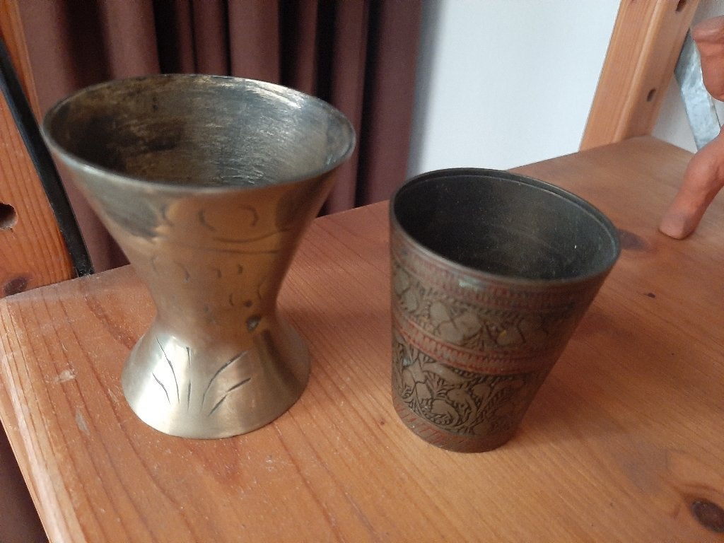 koperen beker potje bewerkt oosters vintage retro, Ophalen of Verzenden, Koper