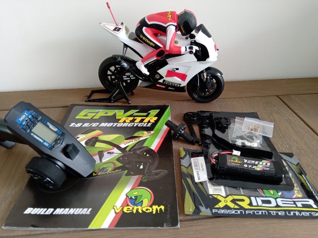RC Venom GPV-1 motorfiets +2.4Ghz zender ARTR *zeldzaam*, Ophalen, Zo goed als nieuw