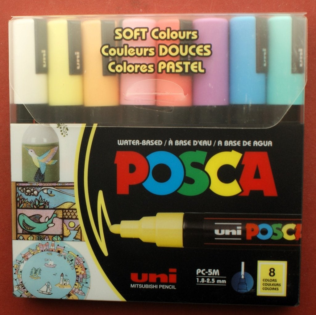 UNI POSCA Soft Colours Markerset Medium PC5M set van 8, Ophalen of Verzenden, Nieuw, Potlood of Stift