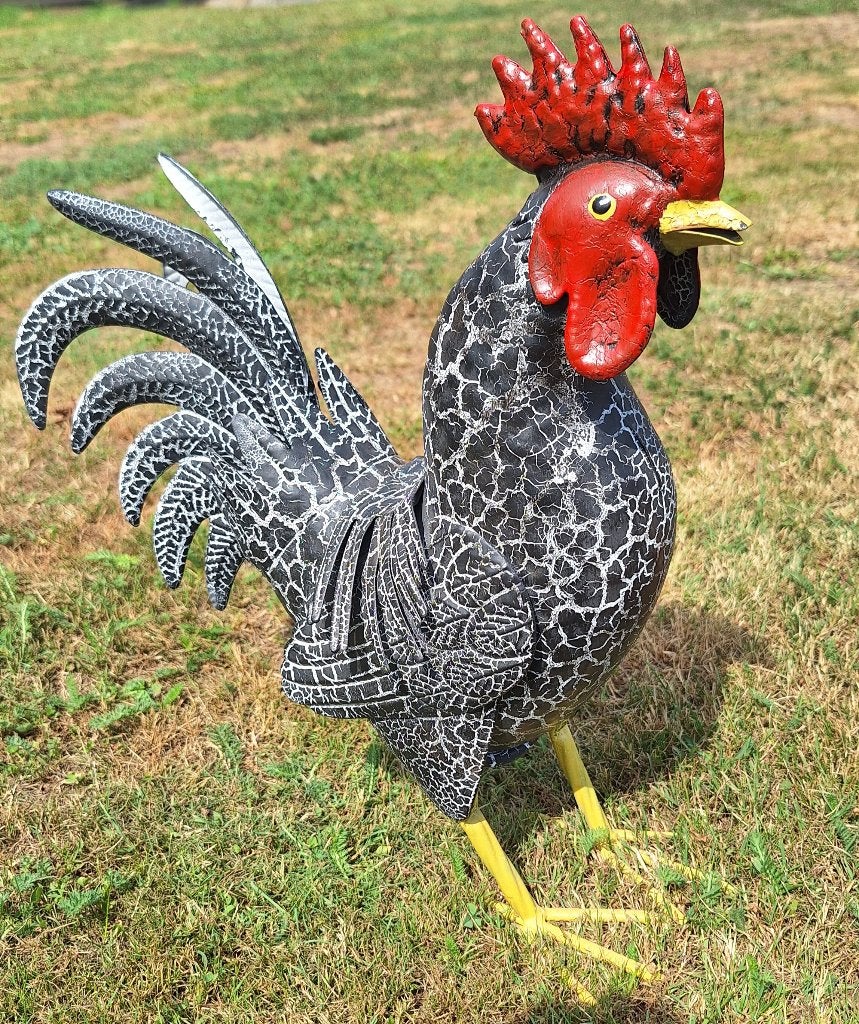 Nieuw metalen haan tuinbeeld, Verzenden, Nieuw, Metaal, Dierenbeeld