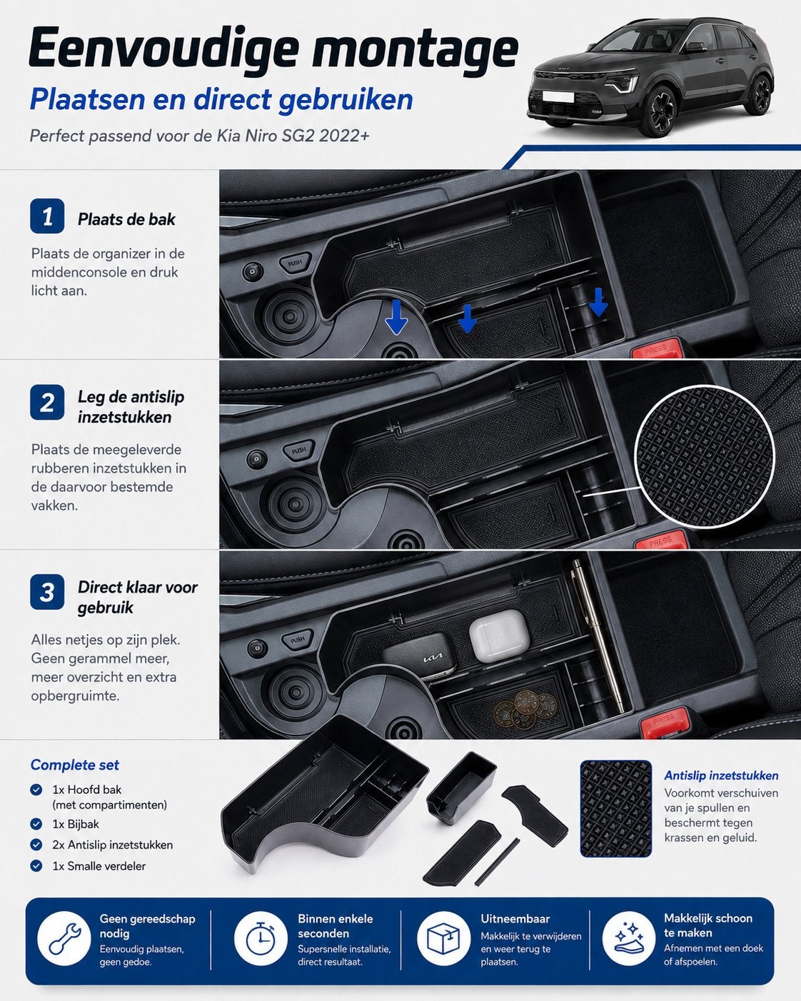 Opbergbak Middenarmsteun Kia Niro SG2 2022+ Organizer, Ophalen of Verzenden, Nieuw