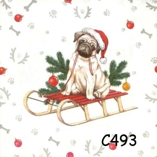 Servetten decoupage/bullet journal – honden kerst C493, Verzenden, Nieuw