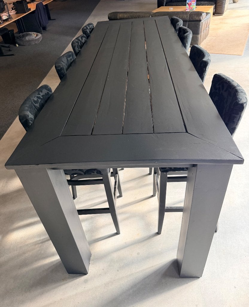 Mooie bartafel/eettafel te koop met 8 krukken, Huis en Inrichting, Ophalen, Gebruikt, 200 cm of meer, 50 tot 100 cm