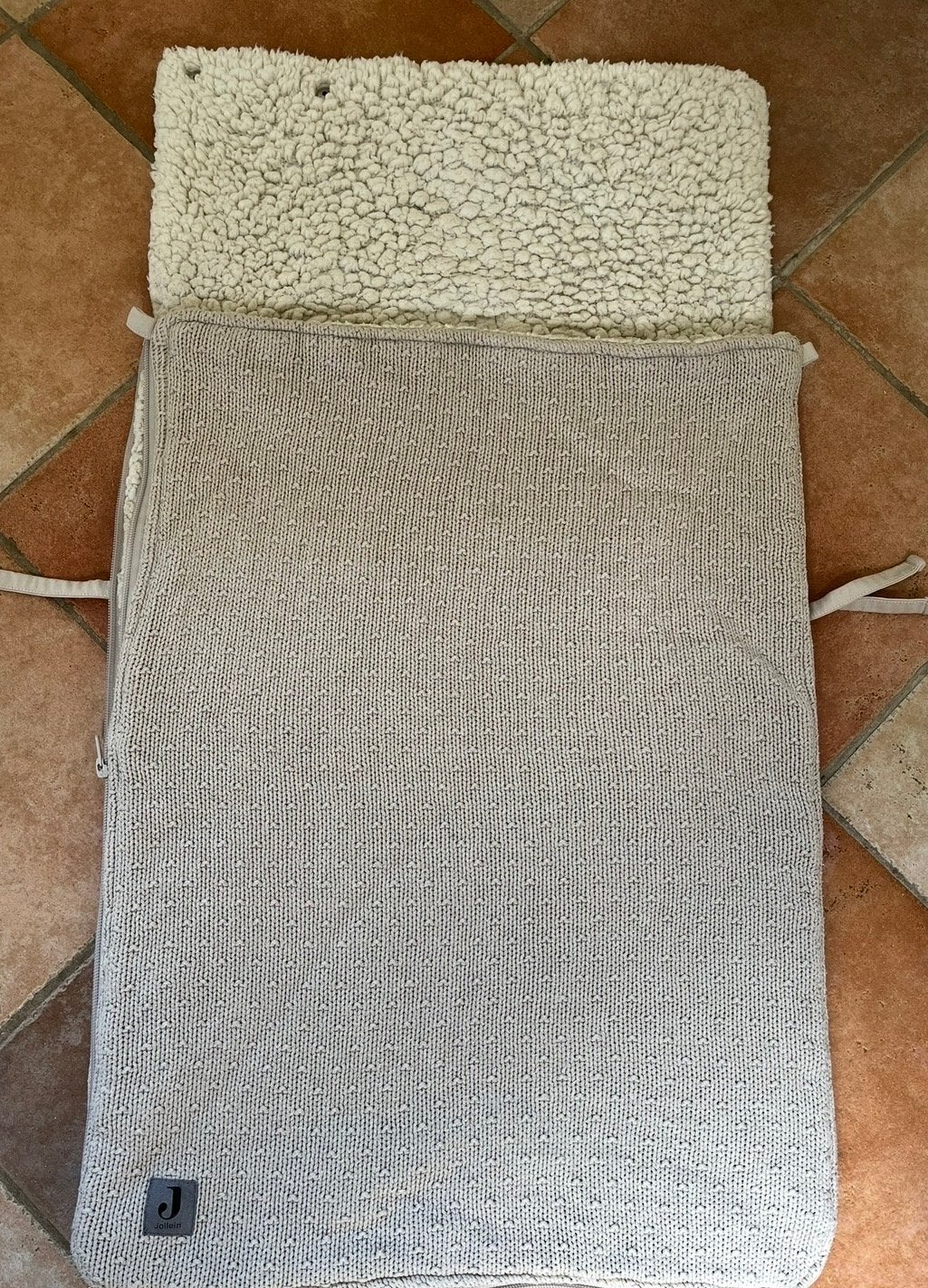 Jollein voetenzak gebreid beige, Gebruikt, Jollein, Ophalen of Verzenden, Gevoerd