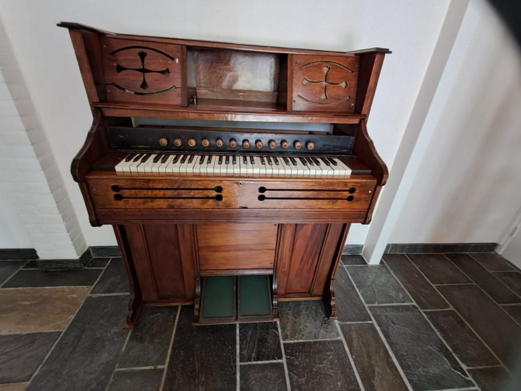 Antiek harmonium / traporgel in prachtige houten kast, Ophalen, Gebruikt, Bruin, Overige typen