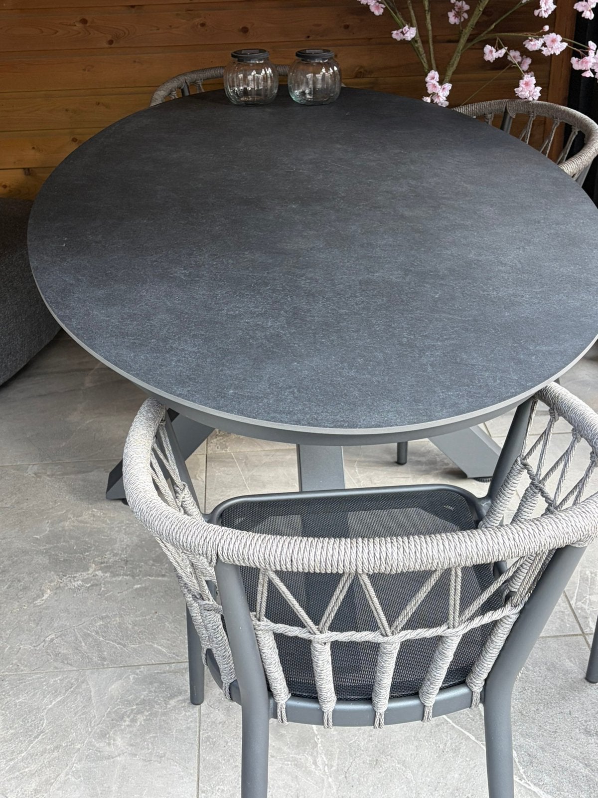 Te koop tuinset HPL metaal, Ophalen, Zo goed als nieuw, Overige materialen