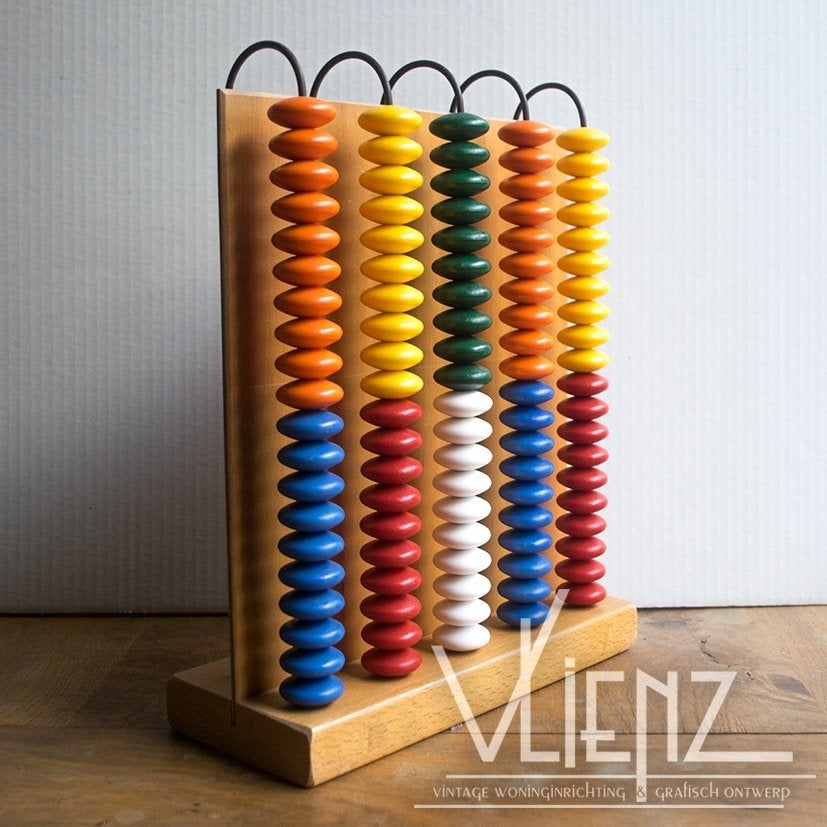 Vintage, grote, houten abacus, telraam, rekenraam met kralen, Ophalen of Verzenden, Huis en Inrichting