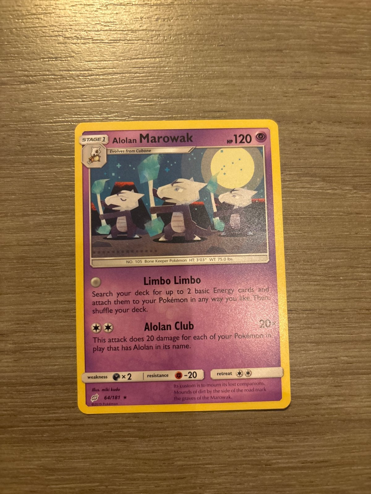 Team Up Pokémon Kaart: Alolan Marowak (64/181), Verzenden, Zo goed als nieuw, Losse kaart
