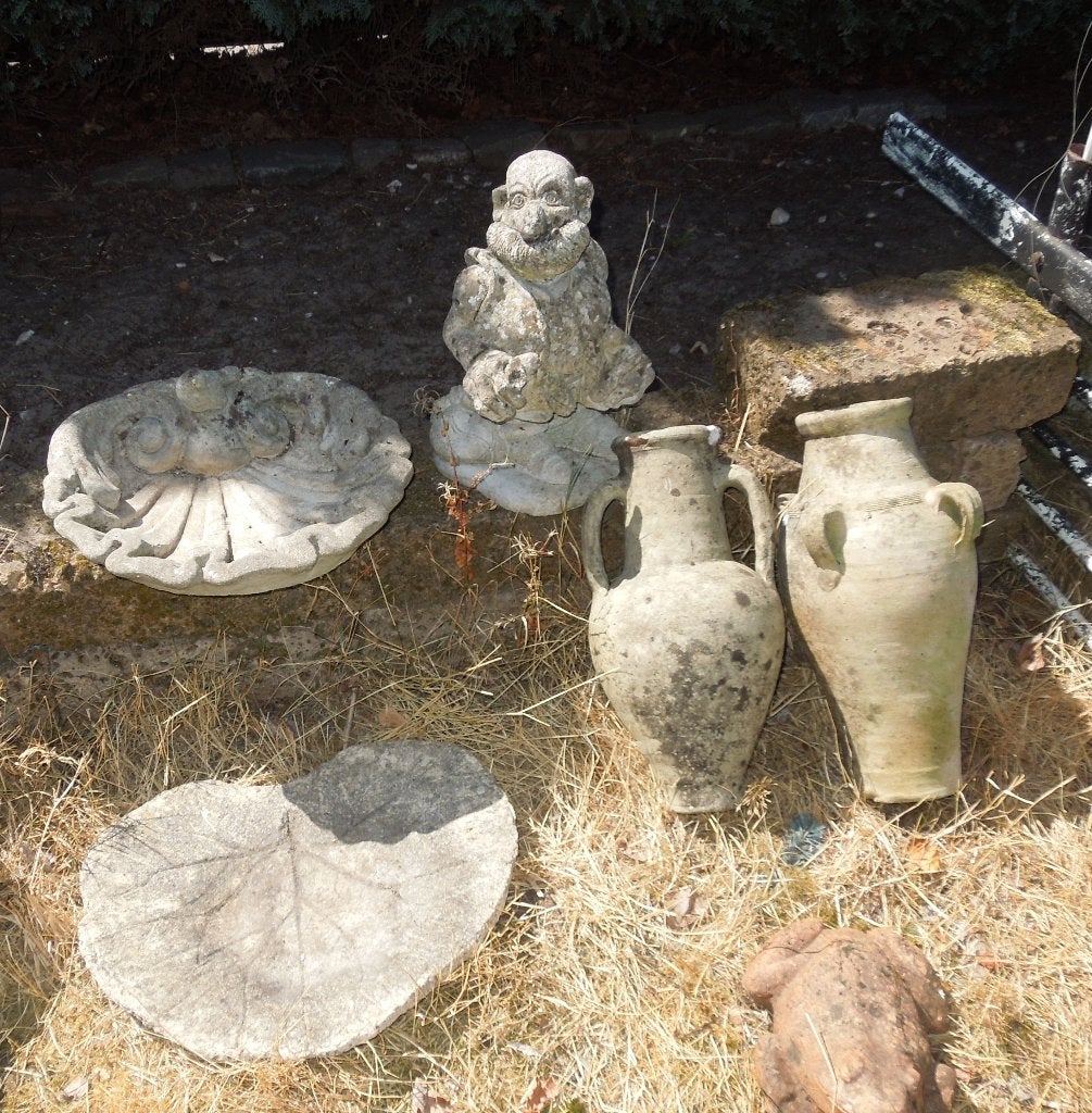 Diverse tuinbeelden en vogelwaterbakken van beton, Tuin en Terras, Tuinbeelden, Ophalen, Gebruikt, Beton, Overige typen