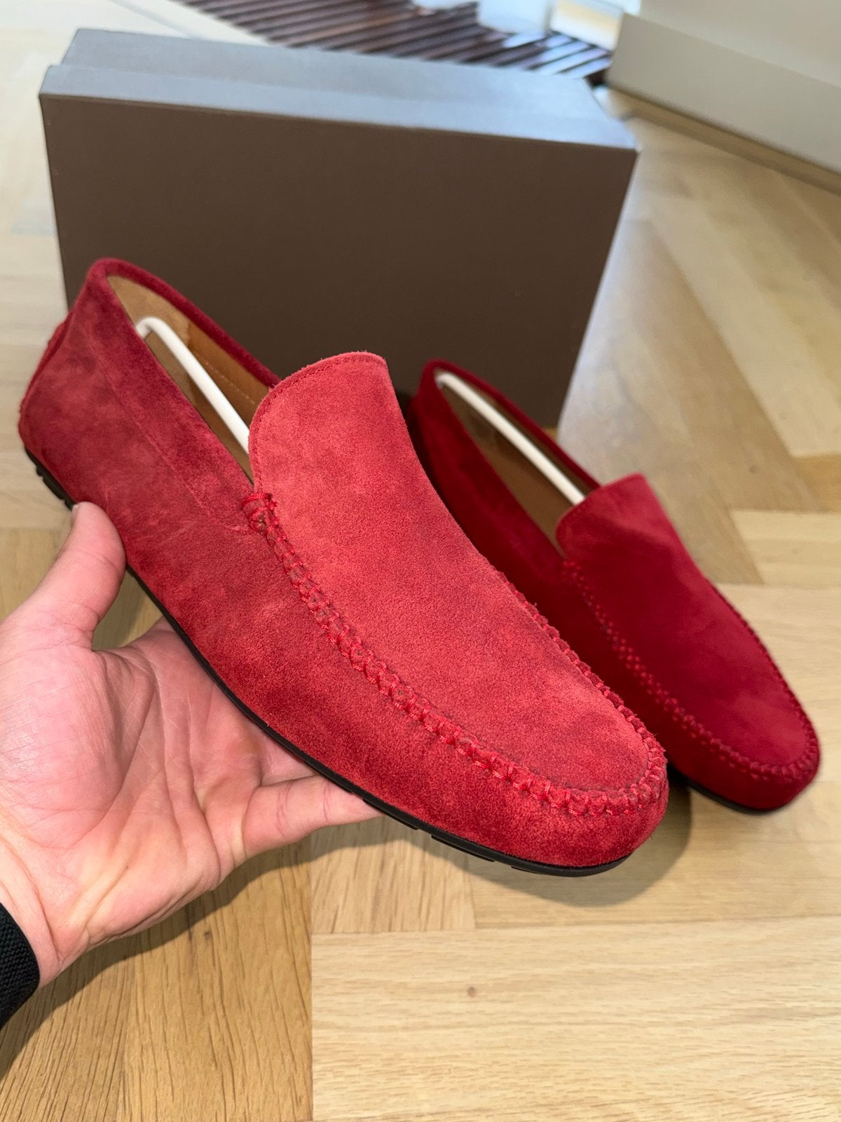 Spagnoletto rode suède loafers - Maat 45, Loafers, Overige kleuren, Nieuw, Ophalen of Verzenden